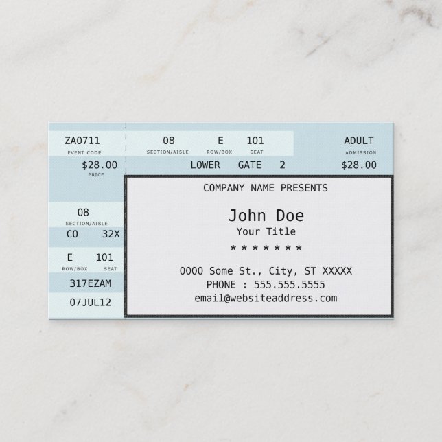 Carte De Visite billet de concert (Devant)