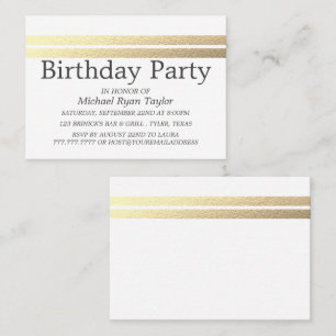 Carte De Visite Billet de fête d'anniversaire Chic Gold Foil