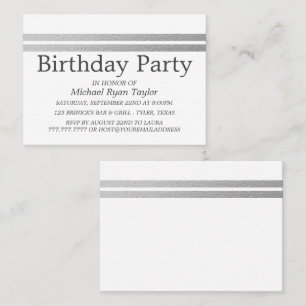 Carte De Visite Billet de fête d'anniversaire Chic Silver Foil Str