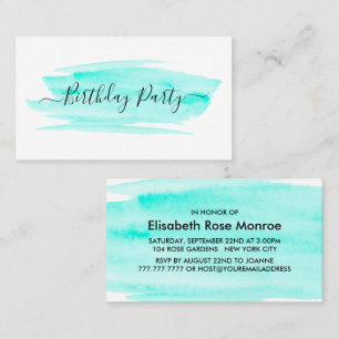 Carte De Visite Billet de fête d'anniversaire d'aquarelle