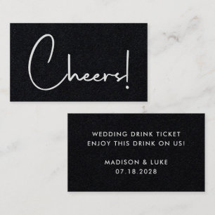 Carte De Visite Billet de jeton de boisson Black Modern Mariage