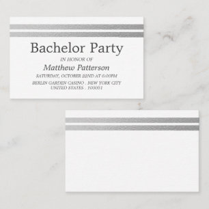 Carte De Visite Billet de la partie Bachelor Chic Silver Foil