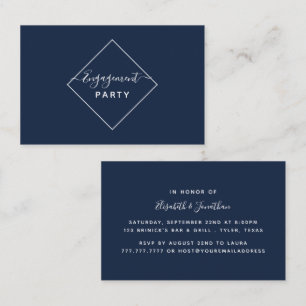 Carte De Visite Billet de la partie Engagement Diamant Bleu & Blan