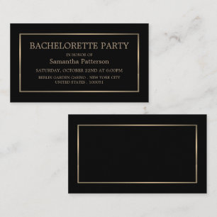 Carte De Visite Billet de la partie moderne Black & Gold Bachelore
