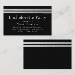 Carte De Visite Billet de partie Bachelorette Chic Silver Foil