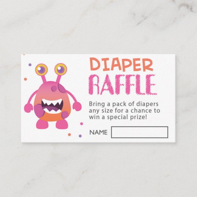 Carte De Visite Billet de rabat au Baby shower Monster Girl (Devant)