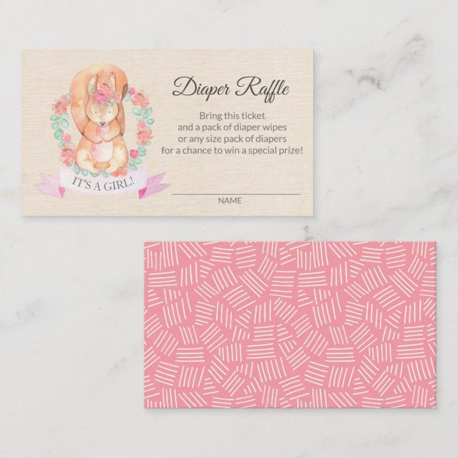 Carte De Visite Billet de rabat de baby shower Écureuil floral (Devant / Derrière)