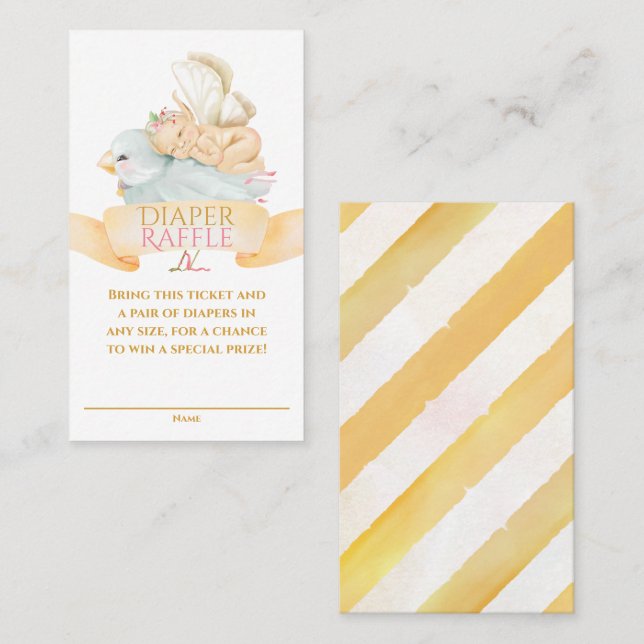 Carte De Visite Billet de rabat pour bébé fée et couche d'oiseau (Devant / Derrière)