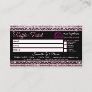 Carte De Visite Billet de tombola Glitz Rose Bijouterie