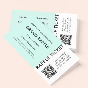 Carte De Visite Billet Raffle Mint QR Code Prix Draw Evénement Tic