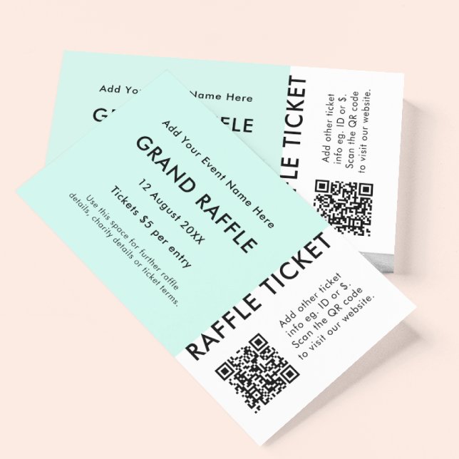 Carte De Visite Billet Raffle Mint QR Code Prix Draw Evénement Tic (Créateur téléchargé)