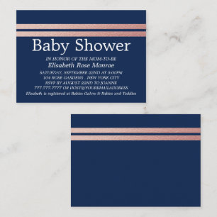 Carte De Visite Billet rose Gold Foil, Baby shower bleu