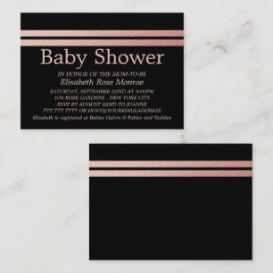 Carte De Visite Billet rose Gold Foil, Baby shower noir