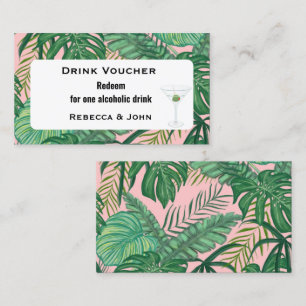 Carte De Visite Billets Boire Aquarelle Palm Tropical Feuille