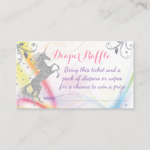 Carte De Visite Billets de roulettes Argent Unicorn Rainbow Diaper