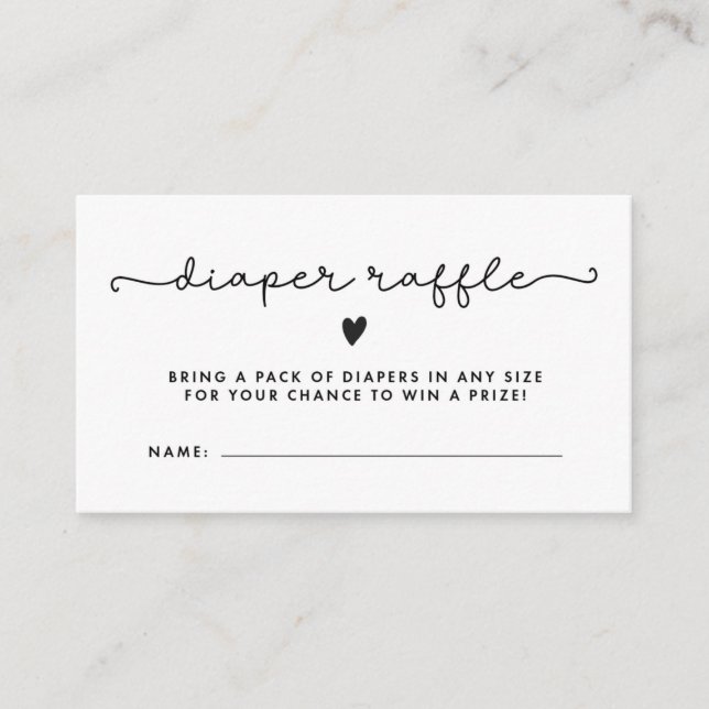 Carte De Visite Billets de rousseur Baby shower noir blanc  (Devant)