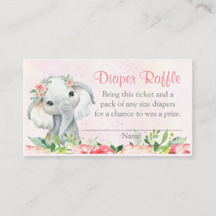Carte De Visite Billets de tombola couche éléphant floral fille