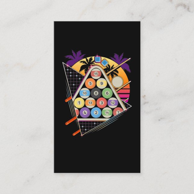 Carte De Visite Billiard Vaporwave 80s 90s Snooker Pool Player (Devant)