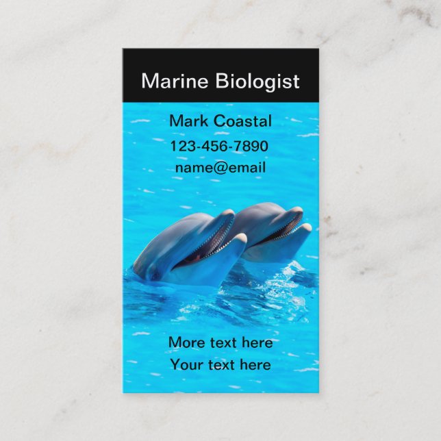 Carte De Visite Biologiste de la marine thème Dauphin (Devant)