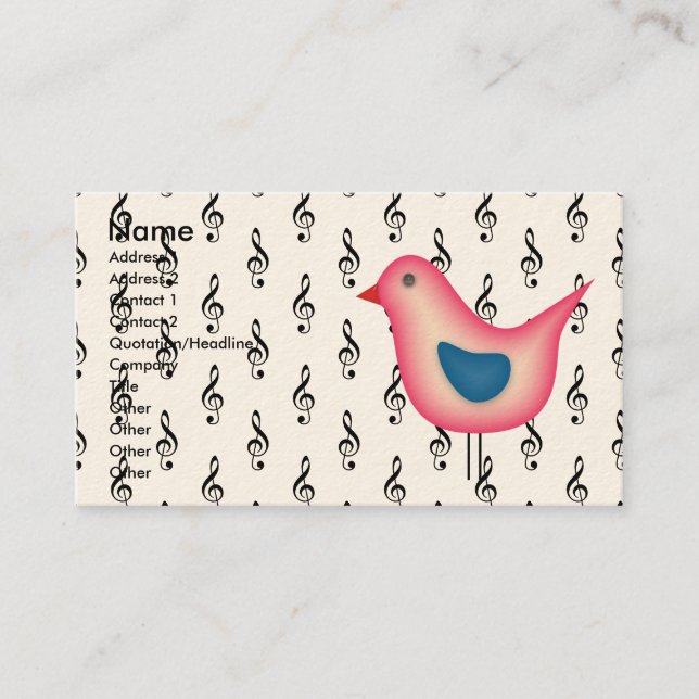 Carte De Visite Birdie musicale (Devant)