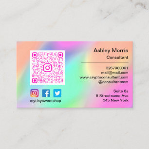 Carte De Visite Bit Me Pink QR Code Logo Médias sociaux Twitter