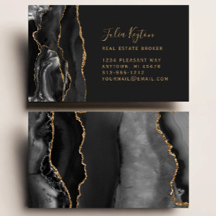 Carte De Visite Black Agate Geode Gold Parties scintillant Immobil