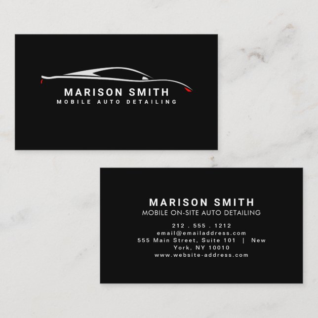 Carte De Visite Black Auto Detailing, Auto Repair Logo Black Busin (Devant / Derrière)