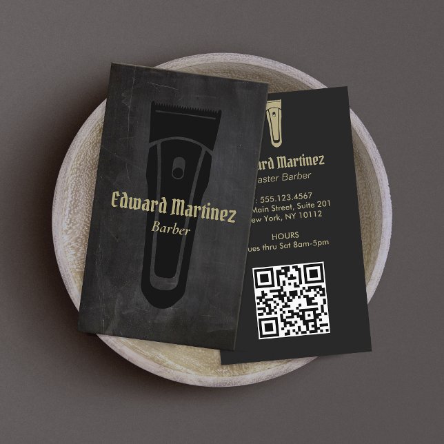 Carte De Visite Black Barber Shop Barbershop Electric Hair Clipper (barber business card)