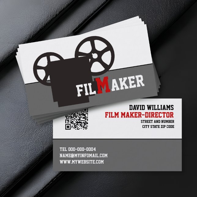 Carte De Visite Black camera and QR code film maker  (Créateur téléchargé)