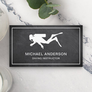 Carte De Visite Black Chalkboard instructeur de plongée sous-marin