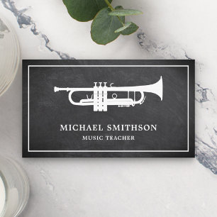 Carte De Visite Black Chalkboard White Trumpet Music Teacher