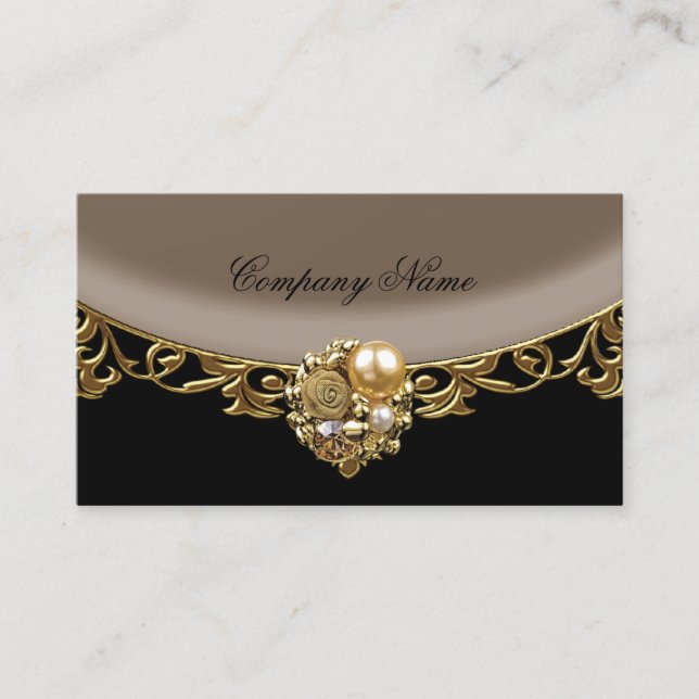 Carte De Visite Black Coffee Brown Gold Elegant profil Boutique (Devant)