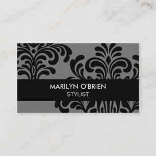 Carte De Visite Black Damask Chic