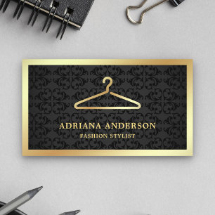 Carte De Visite Black Damask Gold Hanger Fashion Liste