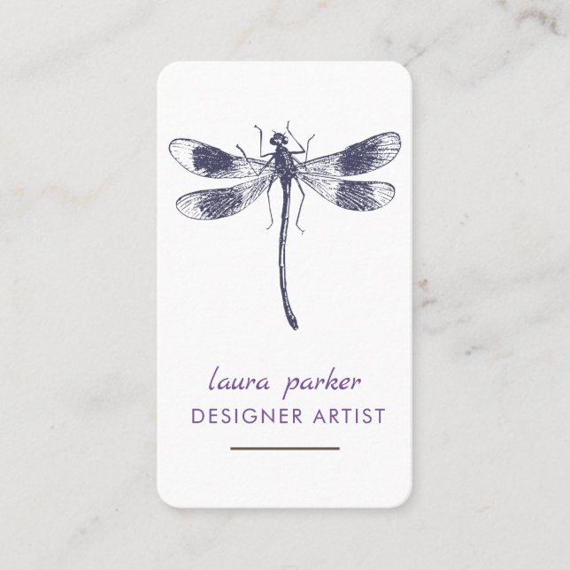 Carte De Visite Black Dragonfly Retro Vintage Bonne chance tatouag (Devant)