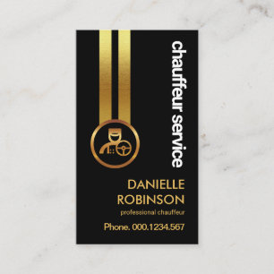 Carte De Visite Black Elegance Striance Gold Lines Chauffeur