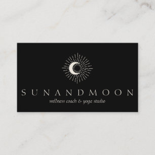 Carte De Visite Black Energy Healing Sun Moon Spirituel