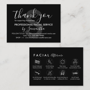 Carte De Visite Black Facial Aftercare Conseils Instruction Merci