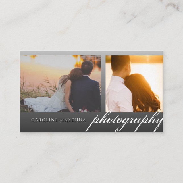 Carte De Visite Black Fade 2-Photo Modern Elegance Photographie (Devant)
