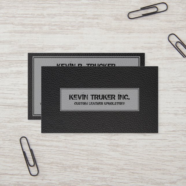 Carte De Visite Black faux leather (Devant/Arrière en situation)