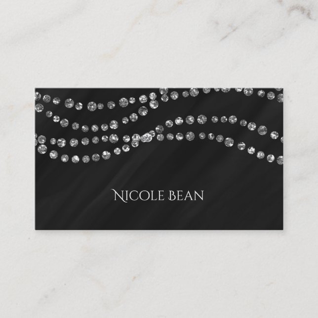 Carte De Visite Black & Faux Silver Bling Moderne Glamour (Devant)