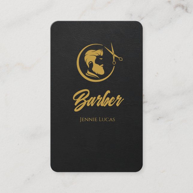 Carte de visite Black & Gold Barber Shop (Devant)