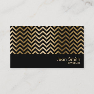 Carte De Visite Black & Gold Chevron Stripes Bijoux