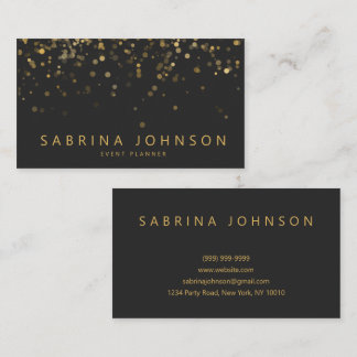 Carte De Visite Black Gold Elegant Party Planner Business Card