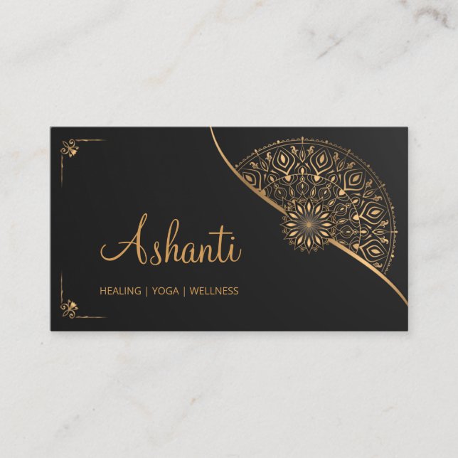 Carte De Visite Black Gold Mandala Elegant Moderne (Devant)