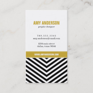 Carte De Visite Black & Gold Modern Chevron Stripes