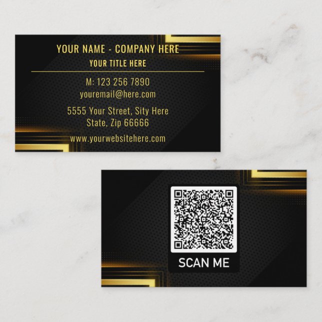 Carte de visite Black Gold personnalisé avec code  (Devant / Derrière)