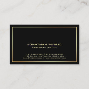Carte De Visite Black Gold Plain Professionnel Moderne Élégant