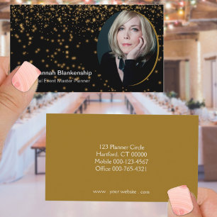 Carte De Visite Black Gold Professional Planner Photo personnalisé