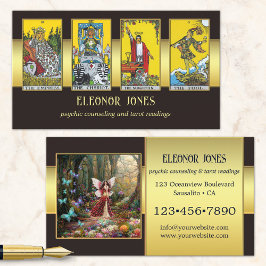Carte De Visite Black Gold Psychic Lecteur de Tarot Photo Voiture 